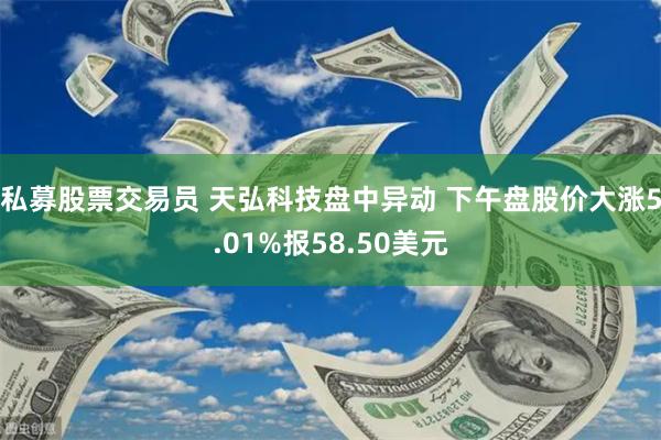 私募股票交易员 天弘科技盘中异动 下午盘股价大涨5.01%报58.50美元